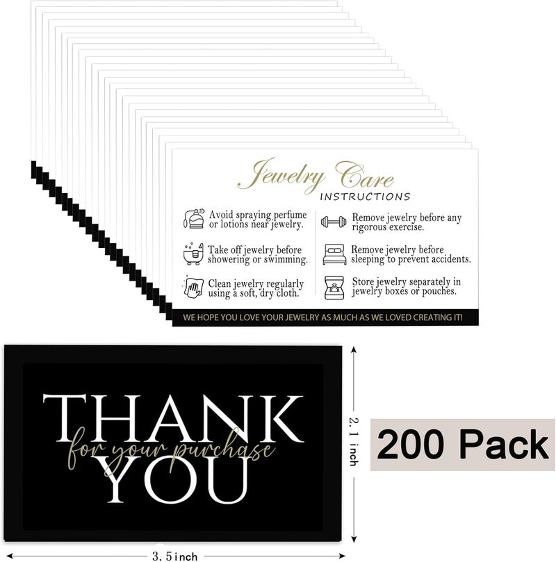 UGBFHT 200 Pack Jewelry Care Instructions Cards Jewelry Guide Card 3.5 x 2.1 Inch Jewelry Cleaning Care Cards White with Black Design Business Card for Jewelry Customer Directions Business Supplies Packing - Image 4